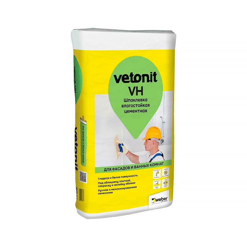 Шпаклевка цементная финишная Vetonit VH, 20 кг