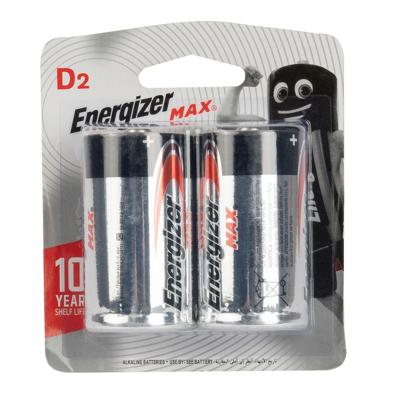 Батарейки алкалиновые Energizer Мах D - 2 шт на блистере