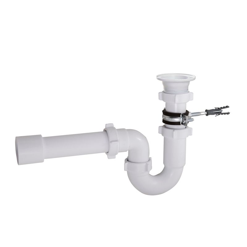 Сифон прямоточный с разрывом потока струи ( 1 1/2"х40мм) с круглой приемной воронкой D-70мм,крепежным комплектом и переходной трубой