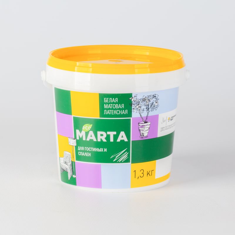 Краска для гостиных и спален MARTA ECO белая 1,3 кг